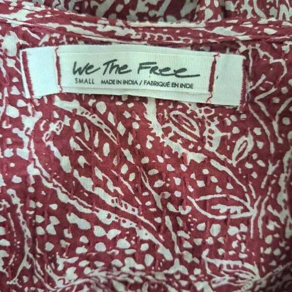 We Free People Cool Meadow Printed Rust Red Balloon Sleeve Boho Tunic Top Sz S - Picture 9 of 9